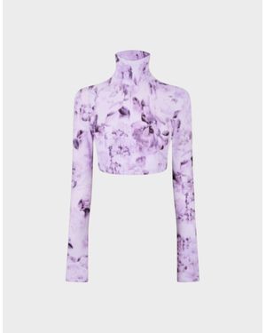 Off-White c/o Virgil Abloh Floral Cropped Long Sleeve Tee - Purple