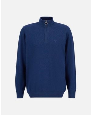 Barbour Cotton Half Zip Jumper Bu11 Inky Marl - Blue