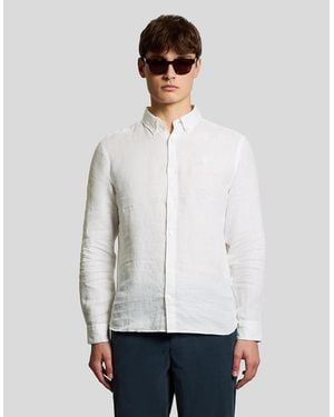 Lyle & Scott Linen Button Down Shirt - White