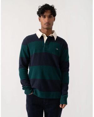 GANT Regular Fit Long Sleeve Logo Detail Polo Shirt - Blue