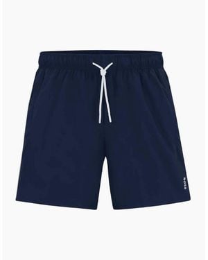 BOSS Iconic Stripe Logo Swim Shorts - Blue