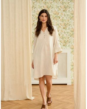 Cream Bellis Short Caftan Dress - Natural