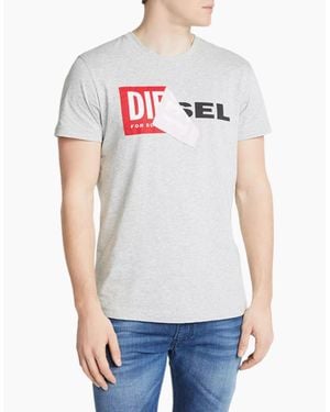 DIESEL T Diego Qa T Shirt Short Sleeve Crew Neck Slim Fit Casual Cotton Tee - White