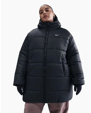 Nike Solid Patterned Hooded Woven Cuff Puffer Parka Coat - Blue