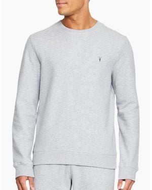 AllSaints All Saints Pullover Jumper Crew Neck Cotton Jumper Long Sleeve Ribbed Tops - Grey