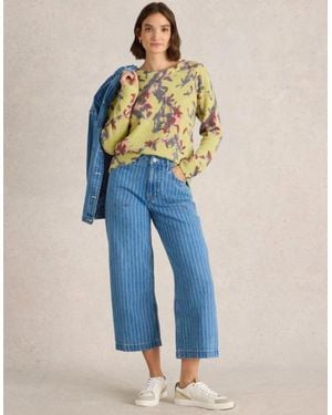 White Stuff Tia Wide Leg Crop Jean Short Denim Multi - Blue
