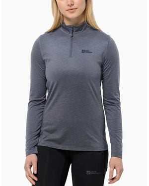 Jack Wolfskin Sky Thermal Half Zip Baselayer Fleece - Blue