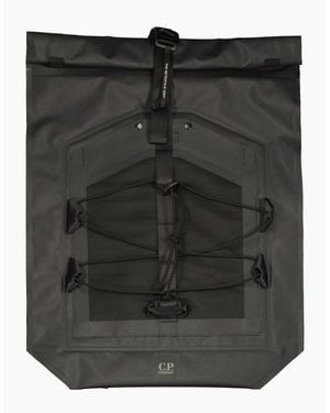 C.P. Company Metropolis Rubber Reps Rolled Backpack - Black