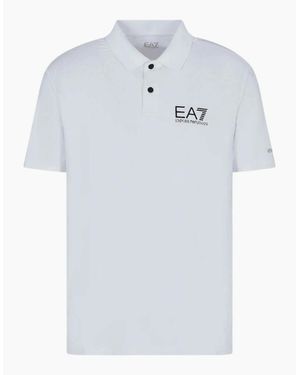 EA7 Cotton Button Up Polo Shirt - White