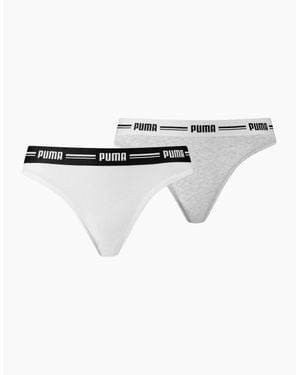 PUMA 2-Pack Striped Logo Mid-Rise Strings - White
