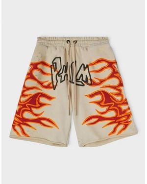 Palm Angels Gd Graffiti Flames Sweatshort Off - Orange
