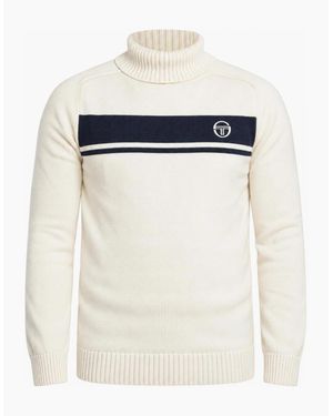 Sergio Tacchini Damarindo Knitted Turtle Neck Jumper Maritime/Gardenia - White