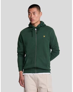 Lyle & Scott Loopback Cotton Full Zip Hoodie - Green