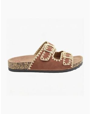 Heavenly Feet Sandy Mules Sandals Bark - Brown