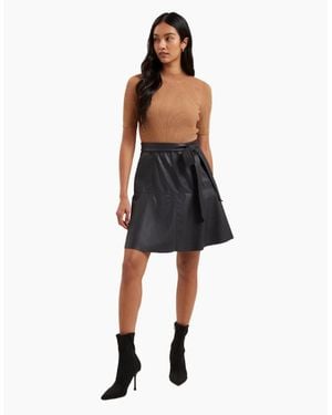 Ted Baker Olivia Knit Bodice Faux Leather Skirt Dress - Black