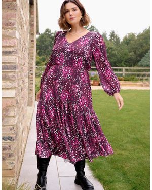 Live Unlimited London Abstract Print Midaxi Dress - Purple