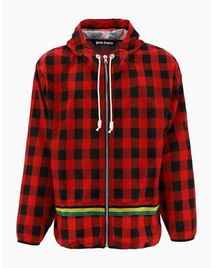 Palm Angels Check-print Hooded Jacket - Red