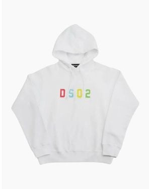 DSquared² Multicoloured Dsq2 Logo Hoodie - White