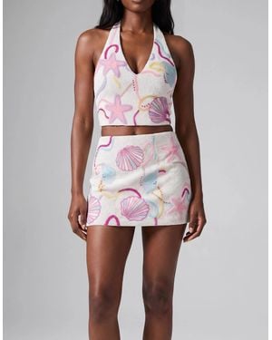 Oceanus Celeste Beaded Co Ord Skirt - White