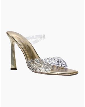 XY London Ladies Lois Rhinestone Perspex High Heel Sandals - Metallic