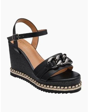Lotus Bermuda Wedge Sandals - Black