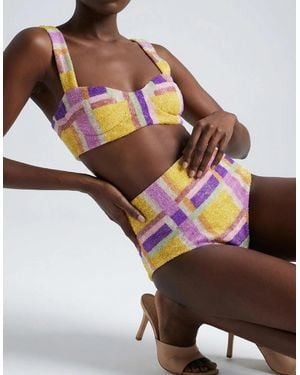 Oceanus Candy Stripe Bikini Bottom - Brown