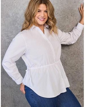 Live Unlimited London Tie Waist Cotton Shirt - White