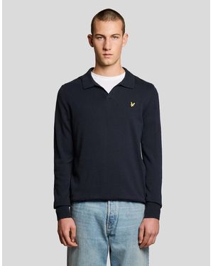 Lyle & Scott Cotton Polo-Collar Jumper - Blue