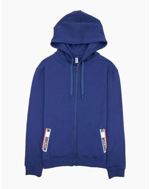 Moschino Underwear Pocket Tape Logo Hoody - Blue