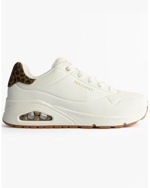 Skechers 177093/Whld Uno-Jungle Nite Trainers Durabuck/Leopard Printed - White