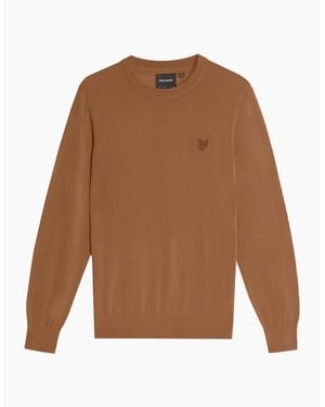 Lyle & Scott Lyle & Scott Tonal Eagle Merino Crew Neck Jumper Nomad - Brown