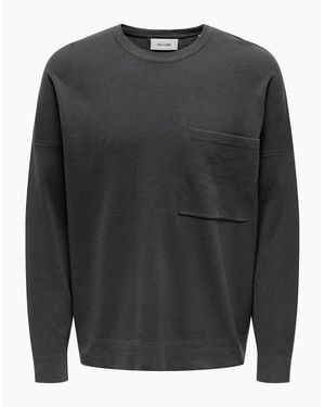ONLY Relaxed Fit Crew Neck Long Sleeve Sweatshirt - Grey