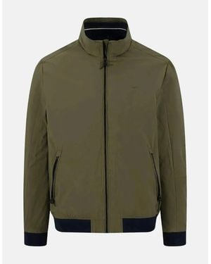 Fynch-Hatton Stand Collar Zipped Pocket Jacket Dark Khaki - Green