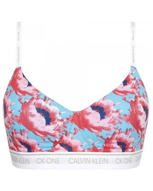 Calvin Klein Ck One Lift Bralette, Prosper Floral Print/ Smoothie - Red