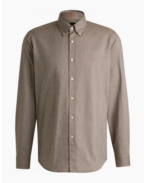 BOSS Ricket Long Sleeved Shirt - Brown