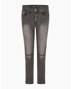 Criminal Damage Ripper Distressed Mid Rise Skinny Jeans - Grey