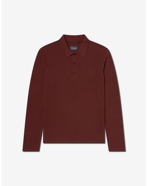 Oliver Sweeney Long Sleeve Cotton Pique Polo Shirt - Red