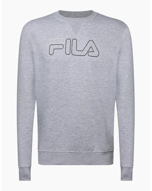 Fila Jude Logo Print Crew Neck Ribbed Collar Sweatshirt - Grey
