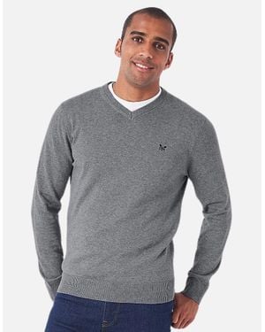 Crew Organic Cotton V Neck Sweatshirt - Grey