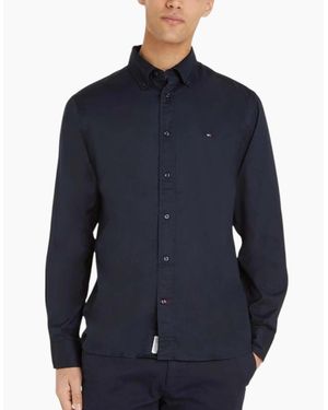 Tommy Hilfiger Shirts Slim Fit Oxford Long Sleeve Casual Cotton Formal Top - Blue
