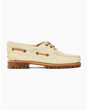 Timberland Noreen Natural Suede Lace-Up Boat Shoes - White