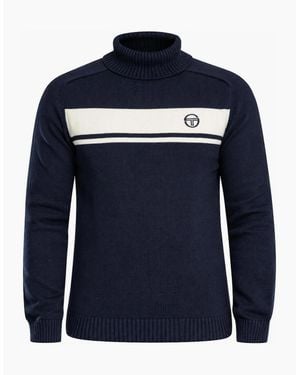 Sergio Tacchini Damarindo Knitted Turtle Neck Jumper Gardenia/Maritime - Blue