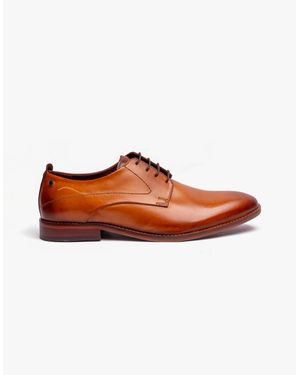 Base London Script Leather Derby Shoes Tan - Orange