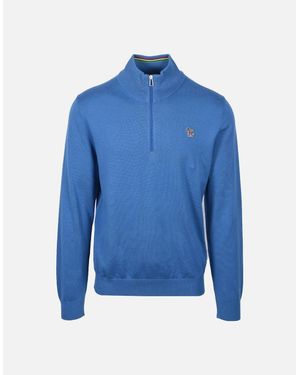 Paul Smith Zip Neck Jumper - Blue