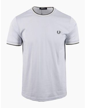 Fred Perry Twin Tipped T-Shirt Dusky/Ecru/Laurel Wreath - White