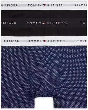 Tommy Hilfiger 3-Pack Signature Cotton Mini Geo Boxer Trunks - Blue