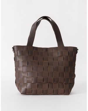 Ilse Jacobsen Chip Braided Cross-Body Shopper - Brown