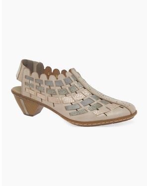 Rieker Sina Leather Woven Heeled Shoes - White