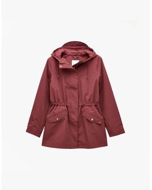 Joules Portwell Waterproof Hoodie Raincoat With Adjustable Waist Oxblood - Red