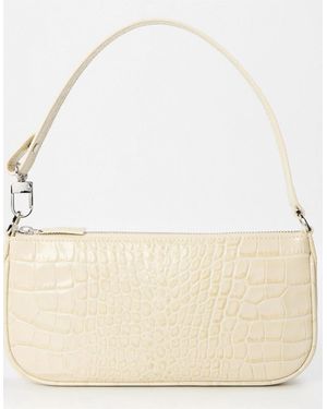 BY FAR Embossed Leather Shoulder Bag - Natural